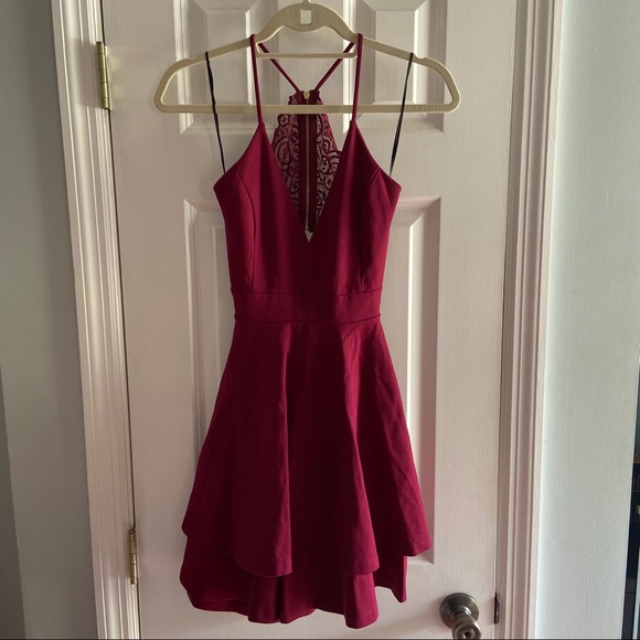 SOLD NWT Maroon Lace Back Flare Dress Small - Picture 12 of 15